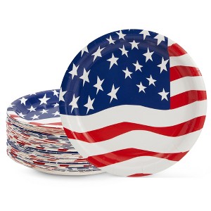 Blue Panda 80 Pack 4th of July Accessories Disposable Paper Plates for BBQ, American Flag, 9 in - 1 of 4