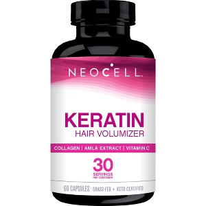 NeoCell Keratin Hair Volumizer | Collagen and Amla Extract Plus Vitamin C | 60 Capsules - 1 of 4