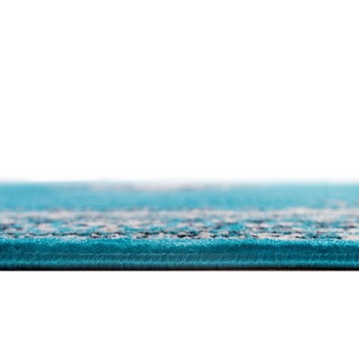 Turquoise Rectangular Medallion Synthetic 5' x 8' Area Rug