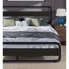 King Size Metal Bed with Curved Wood Head & Footboard, Heavy Duty Platform Bed Frame, Under-Bed Storage, Easy Assembly, Black - 3 of 4
