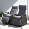 Patio Recliner Loveseat Chair with Adjustable Backrest, Storage Table, and Cushions – Outdoor Lounge Chair for Balcony, Porch, Lawn, or Patio - 3 of 4