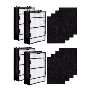 Nispira True HEPA Filter (4) + Carbon Pre Filter Replacement (8) Compatible with Holmes Air Purifier HAPF600 HAPF600D HAPF600D-U2 Filter B - 1 of 4