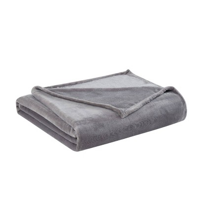 Full/Queen Velvet Plush Bed Blanket Gray - Truly Soft