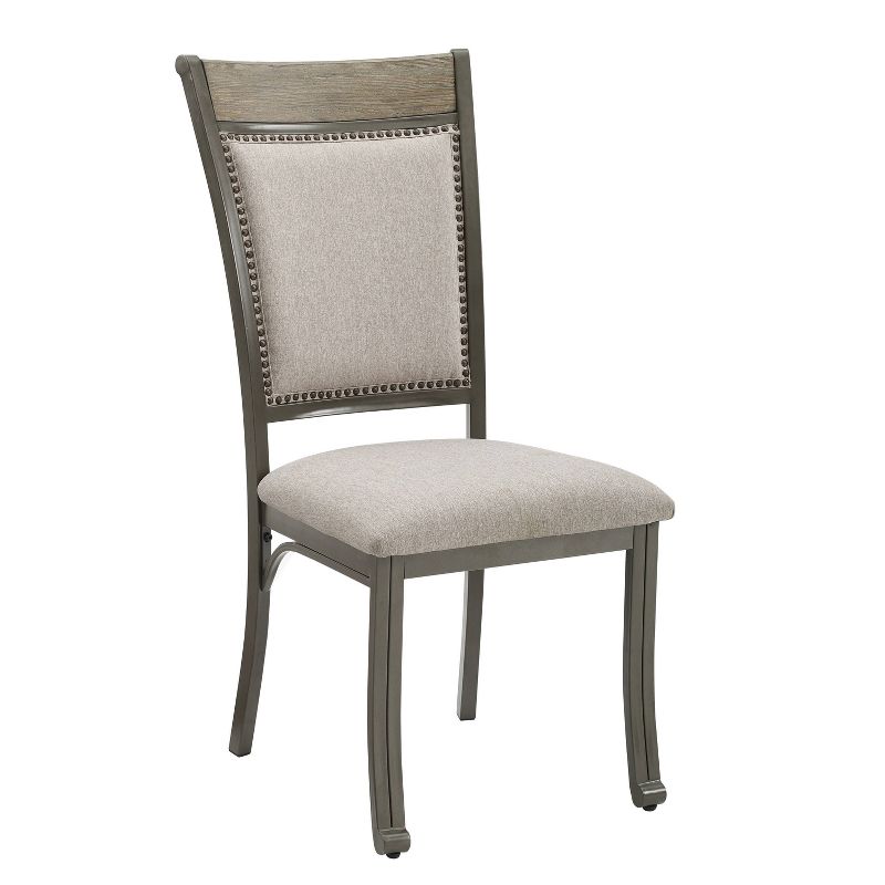 Angelo Nailhead Trim Fabric Side Chair Pewter - Powell, 1 of 11