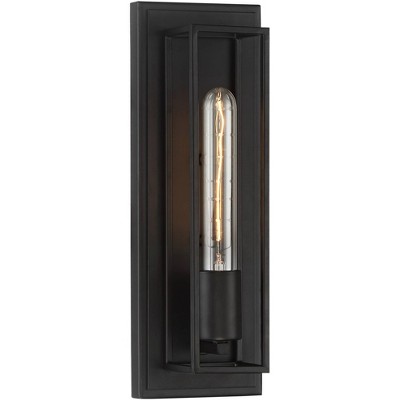 Possini Euro Design Modern Industrial Wall Light Sconce Bronze Hardwire 4 1/2" Fixture Box Frame for Bedroom Bathroom Vanity Living Room