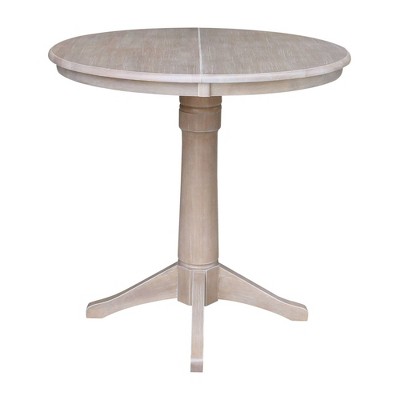 Washed Gray Taupe Solid Wood 36" Round Extendable Dining Table