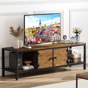 TV Stand  with Storage Cabinets，Entertainment Center and TV Console Table with Open Storage Shelves - 1 of 4