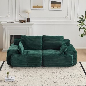 SeaCamel memory Foam 2-Seater Sectional Sofa Pet-Friendly Corduroy Deep Loveseat No Assembly - 1 of 4