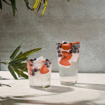 Libbey Hoops Clear Glass 16-Piece Tumbler and Rocks Set