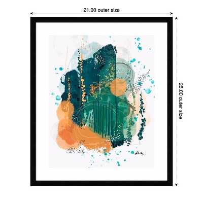 Wind in the Woods Teal and Orange Abstract Framed Print