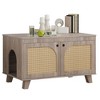 MAYEERTY 31*20"Flip-Top Hidden Cat Box Cabinet with Rattan Doors and Dual Entrances, Gray - 4 of 4