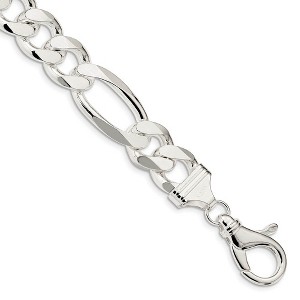 Black Bow Jewelry Men's 15mm, Sterling Silver, Solid Figaro Chain Bracelet - 1 of 4