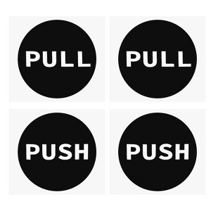 Unique Bargains PVC Self-Adhesive Waterproof Store Round Push Pull Door Sign 2 Set - 1 of 4