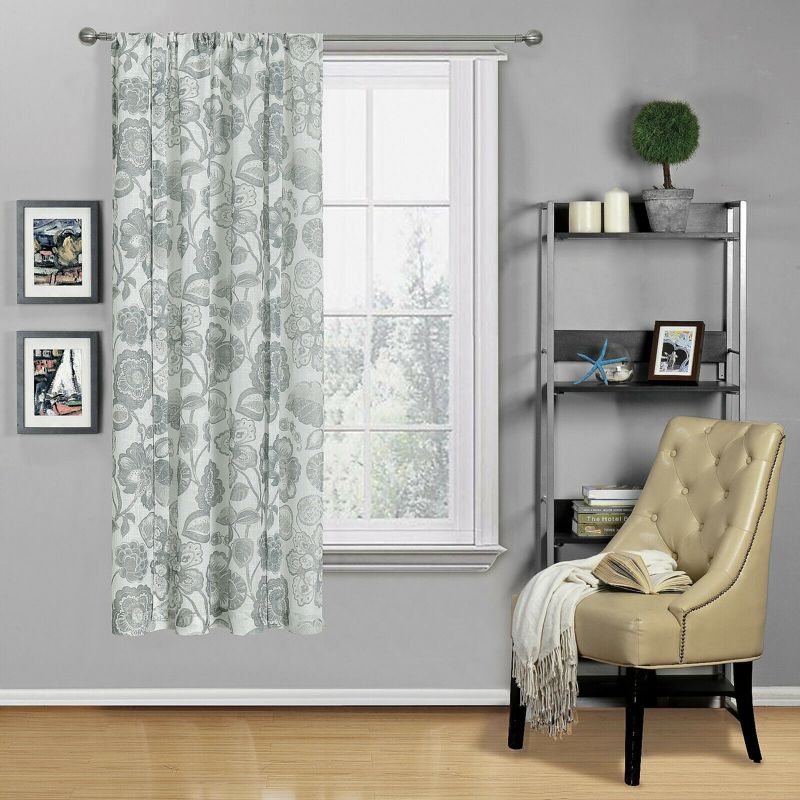 Kate Aurora Shabby Chic Floral Jacobean Sheer Single Tie Up Window Curtain Shade, 4 of 5