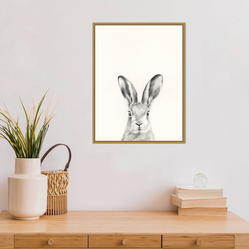 18&#34; x 24&#34; Animal Mug I Rabbit by Victoria Borges Framed Canvas Wall Art Gold - Amanti Art, 5 of 9