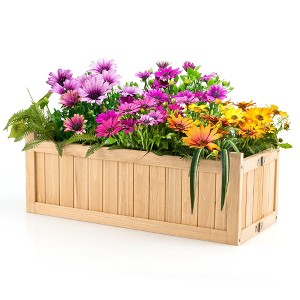 Tangkula Outdoor Wooden Planter Box Folding Raised Garden Plant Container w/ Drainage Hole - 1 of 4