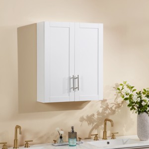 KTMBDW Bathroom Cabinet Wall Mounted with Doors, Wood Hanging Cabinet with Doors and Shelves Over The Toilet, Bathroom Wall Cabinet - 1 of 4