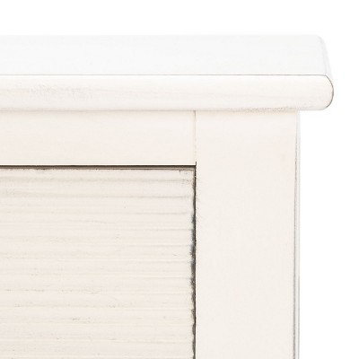 Distressed White Pinewood Accent Table with Storage