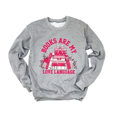 Simply Sage Market Women's Graphic Sweatshirt Books Are My Love Language Heart