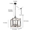LNC Ribbon 4-Light 14.5" Farmhouse Square Small Chandelier, Matte Black and Gray Wood Tone - 3 of 4