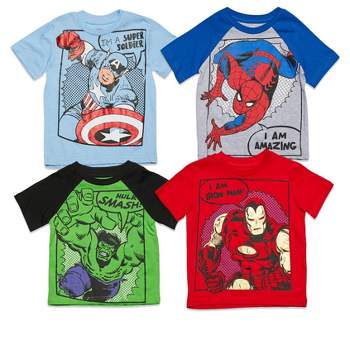 Avengers Pack America 4 Panther Marvel Target Toddler Captain Hulk Boys Black : 5t T-shirt Spider-man