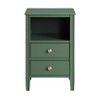 GDFStudio Hiroshi Mid-Century Modern 17" Wooden Nightstand with 2 Drawers and 1 Open Shelf - 2 of 4