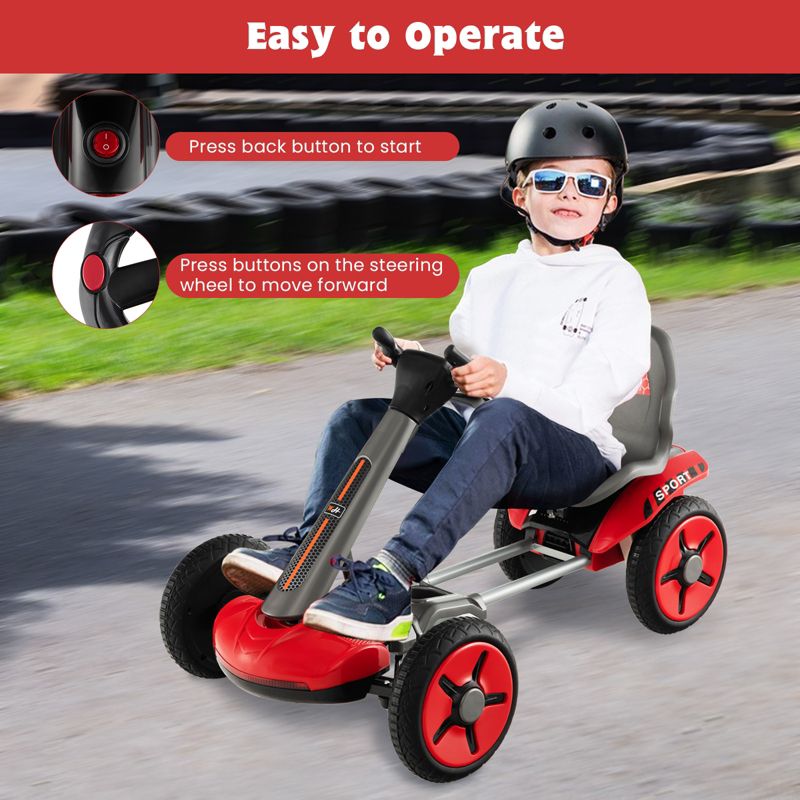 Costway 12V Kids Electric Go Kart Foldable Quad Racing Ride on Toy Car with Flashing Light Pink/Red, 2 of 8