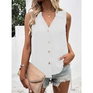 Coolmee Womens Dressy Tank Tops Summer Sleeveless Work Blouses  V Neck Shirts Business Casual Outfits - 1 of 3