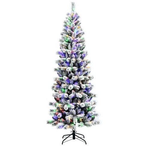 6/7/8 Feet Artificial Christmas Tree with Remote-controlled Color-changing  LED Lights - Costway