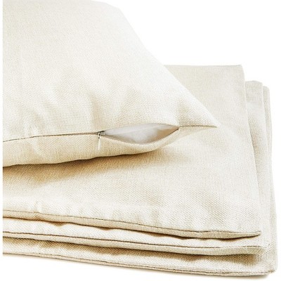 Set of 4 Cream Canvas Throw Pillow Covers for DIY Crafts