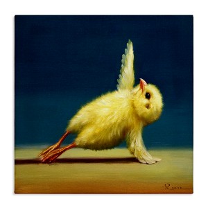 Stupell Industries Yellow Chick Stretching Yoga Canvas Art - 1 of 4