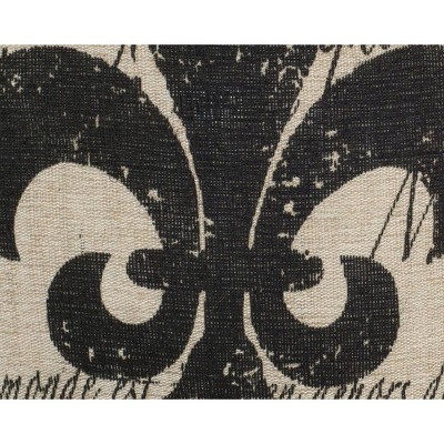 18" Beige and Black Embroidered Jute Cotton Square Throw Pillow