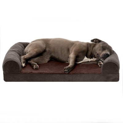 FurHaven Faux Fleece & Chenille Orthopedic Sofa Dog Bed