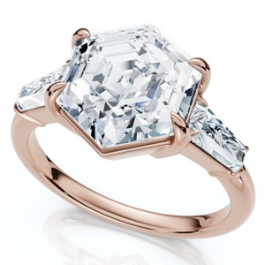 Pompeii3 Certified 3 1/2Ct Hexagon Diamond Engagement Ring 14k Gold or Platinum Lab Created - 1 of 4