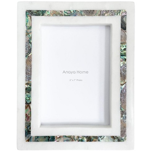 Grey Mother of Pearl White Marble Picture Frame 4x6