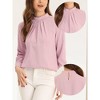 Allegra K Women's Business Casual Stand Collar Chiffon Long Sleeve Blouse - 2 of 4