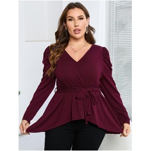 Plus Size Casual Peplum Tops for Women  Flowy Tunic Blouses - 1 of 4