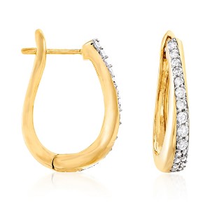 Ross-Simons 0.50 ct. t.w. Diamond Hoop Earrings in 18kt Gold Over Sterling - 1 of 4