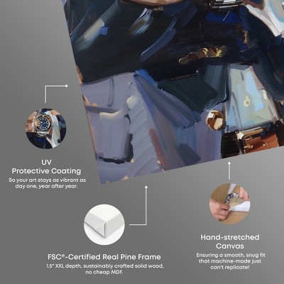 12" x 12" Blue and Brown Canvas Wall Art with Businessman Theme