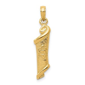 Black Bow Jewelry 14k Yellow Gold 3D Torah with Star of David Pendant, 8 x 30mm - 1 of 4