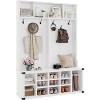 Multifunctional 4-in-1 Entryway Hall Tree with Bench - 51" Wide, 5 Hooks, 12 Shoe Cubbies, 3 Shelves, Farmhouse Storage Organizer, White - 2 of 4