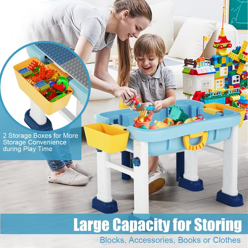 Costway 6 in 1 Kids Activity Table Set w/ Chair Toddler Luggage Building Block Table, 5 of 11