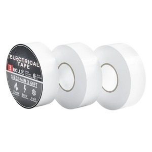 Itopfox White Electrical Tape, UL/CSA Listed, 600V Flame Retardant, Strong Adhesive for DIY Repairs & Professional Installations, 3 Pack - 1 of 4
