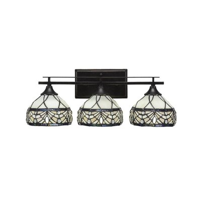 Toltec Lighting Uptowne 3 - Light Vanity in  Dark Granite with 7" Royal Merlot Art Glass Shade