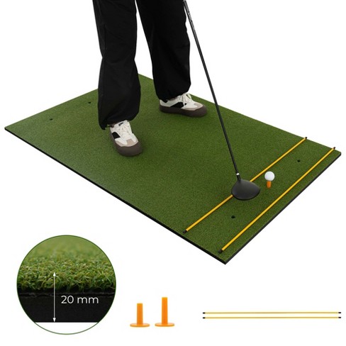 Costway 5 ft. x 3 ft. Standard Realistic Feel Golf Practice Mat Putting Mat  Synthetic Turf With 3 Tees SP37806 - The Home Depot