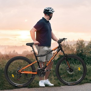 26 Inch steel Frame Shock Fork Plus Shock Absorber 21-speed Unisex Mountain Bike - 1 of 4