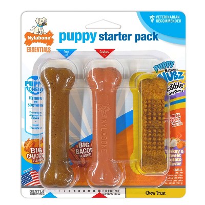 Nylabone Puppy Starter Pack Dog Toy - Brown