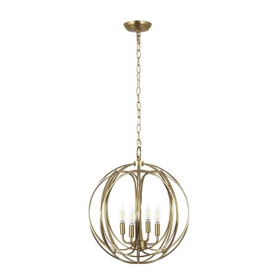 Yosemite Home Decor 4 Light Chandelier in Satin Brass Finish (17.7 x 17.7 x 19.7)