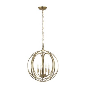 Yosemite Home Decor 4 Light Chandelier in Satin Brass Finish (17.7 x 17.7 x 19.7) - 1 of 4