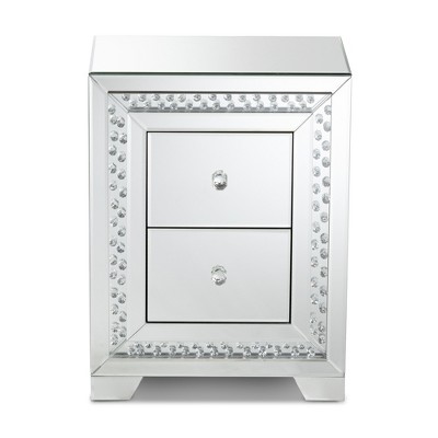 Mina Glamorous Mirrored Silver 3-Drawer End Table